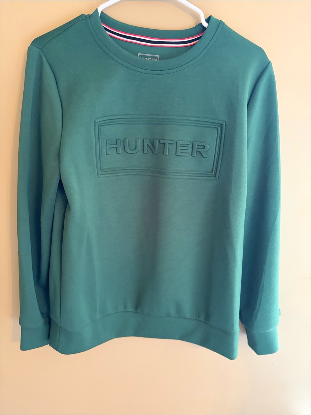 Hunter Forest Green Embossed Logo Crewneck Sweatshirt , Small, Gorpcore Outdoors